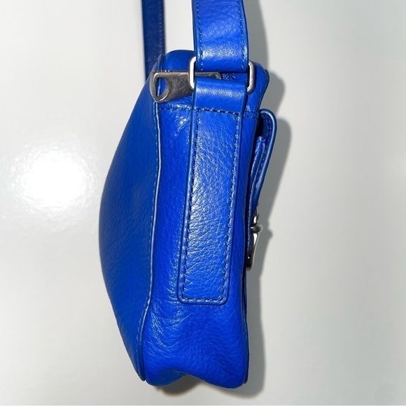 FOSSIL Riley Crossbody Shoulder Bag Purse Vivid Blue Leather 2 Latch Pockets - Picture 10 of 16